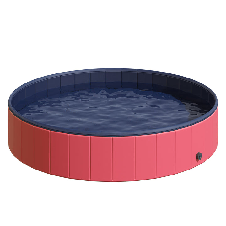 Piscina Dobrável para Cães Gatos Banheira Portátil para Animais de Estimação PVC Antiderrapante Múltiplo Uso para Interior e Exterior Ø160x30 cm Vermelho
