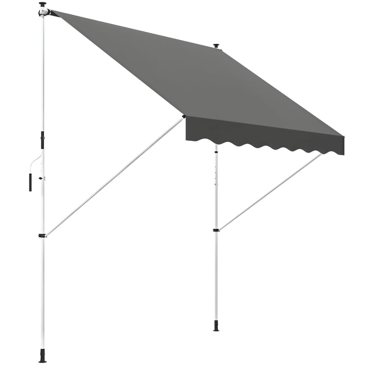 Toldo Manual Retrátil para Exterior 300x150x170-280cm Toldo Enrolável Altura Ajustável com Manivela Proteção Solar para Terraço Balcão Jardim Cinza