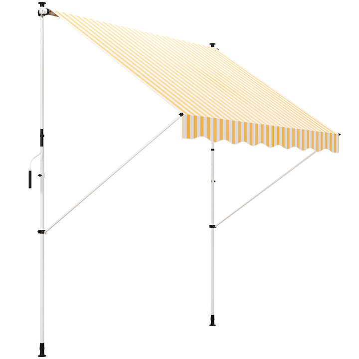 Toldo Manual Retrátil para Exterior 300x150x170-280cm Toldo Enrolável Altura Ajustável com Manivela Proteção Solar para Terraço Balcão Jardim Amarelo