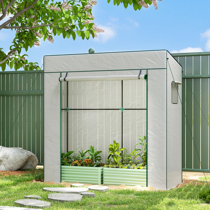 Estufa Pequena de Exterior com Janelas de Rede e Porta com Fecho de Correr Estrutura de Aço e Cobertura de PE 140g/m² para Cultivar Tomates, Plantas e Flores 196x77x197 cm Branco