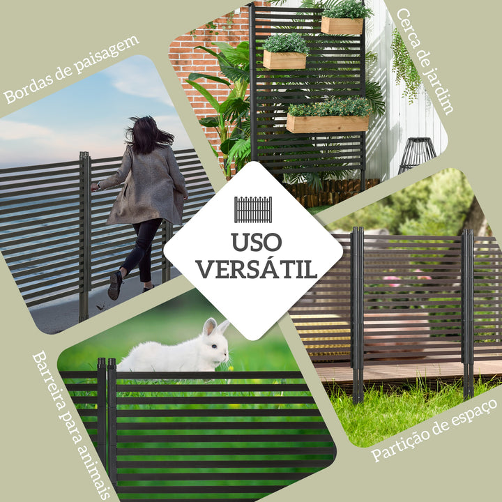 Cerca de Jardim 150x93 cm Cerca de Jardim Exterior de Aço com Revestimento em PE com 2 Modos de Instalação para Plantas Trepadeiras Flores Animais Castanho