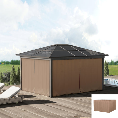 4 Paredes Laterais para Tenda 302x205 cm Laterais para Tenda Universal com Ganchos e Argola em C para Tenda de Jardim Terraço Marrom