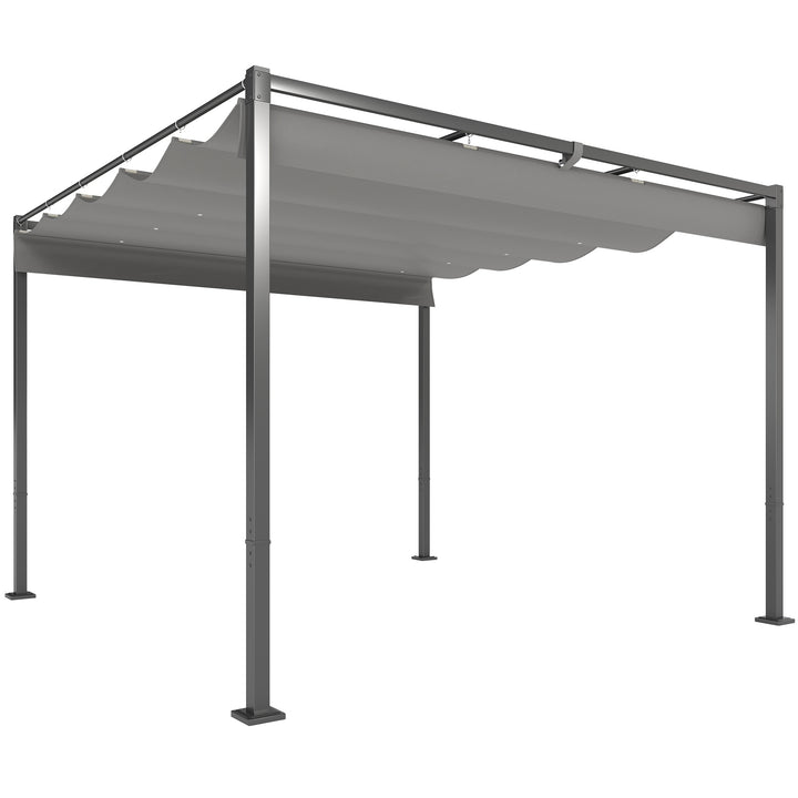 Pérgola com Telhado Retrátil Pérgola de 3x3 m Pérgola de Parede ou Independente com Fecho Magnético Proteção UV30+ Pérgola para Jardim Terraço Exterior Cinzento