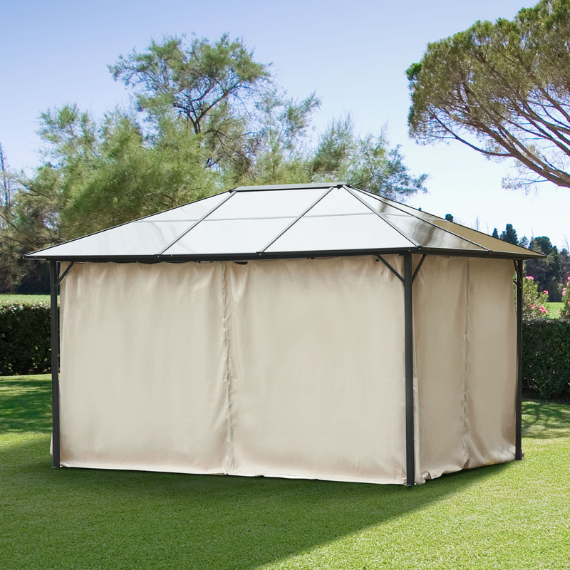 4 Paredes Laterais para Tenda 352x205 cm Laterais para Tenda Universal com Ganchos e Argola em C para Tenda de Jardim Terraço Bege