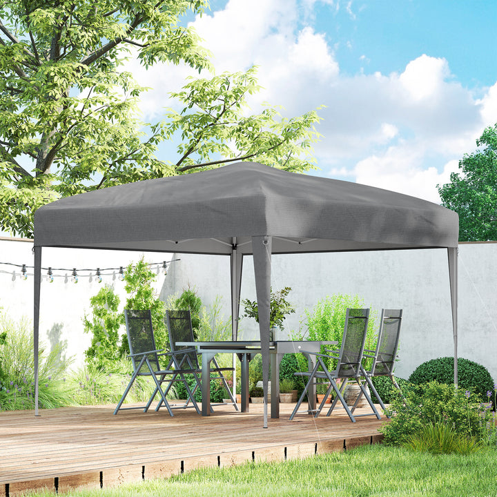 Tenda Dobrável 3x3 m Tenda Pop-up de Jardim com Altura Ajustável e Saco de Transporte Tecido Oxford 210D Anti-UV Impermeável, para Campismo Festas e Exterior Cinzento