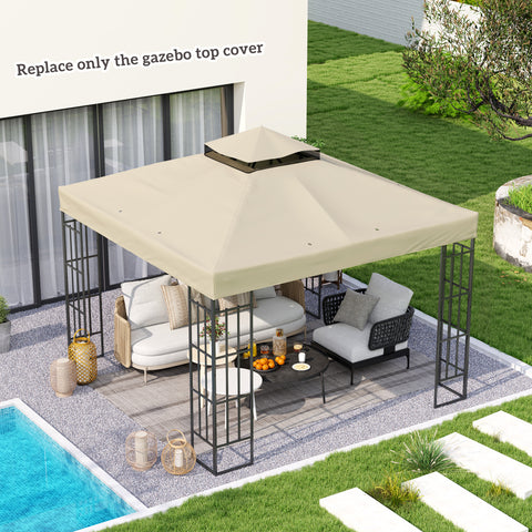 Toldo de Substituição para Pérgola 3x3 m Toldo de Substituição com Teto Duplo Proteção UV 30+ Toldo para Pérgola Creme