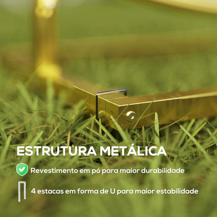 Arco de Jardim de Metal Redondo Arco de Decoração com Revestimento em Pó Resistente às Intempéries para Plantas Trepadoras para Decoração de Pátio 230x28x234 cm Dourado