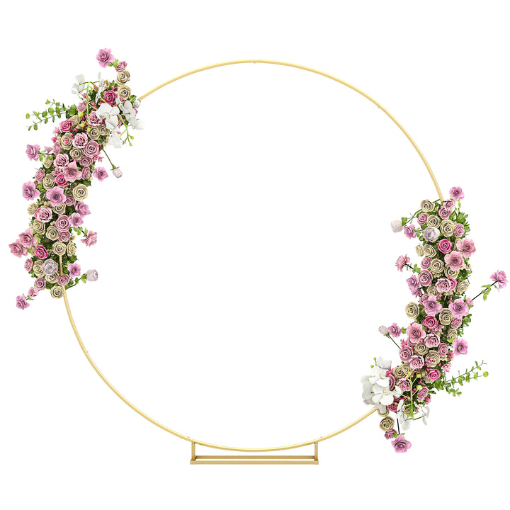 Arco de Jardim de Metal Redondo Arco de Decoração com Revestimento em Pó Resistente às Intempéries para Plantas Trepadoras para Decoração de Pátio 230x28x234 cm Dourado