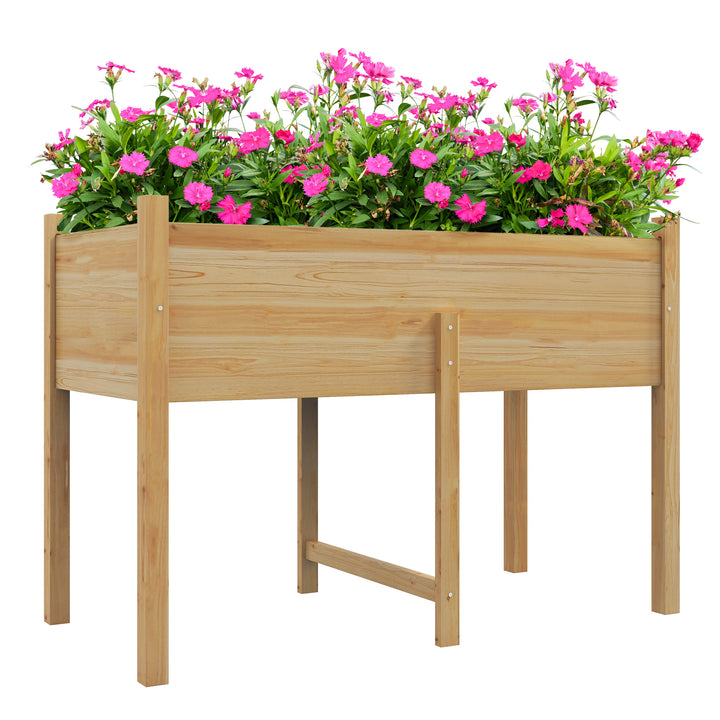 Mesa de Cultivo de Madeira Horta Elevada 115x55x80 cm com Tecido não Tecido para Cultivo de Plantas Verduras Flores Madeira