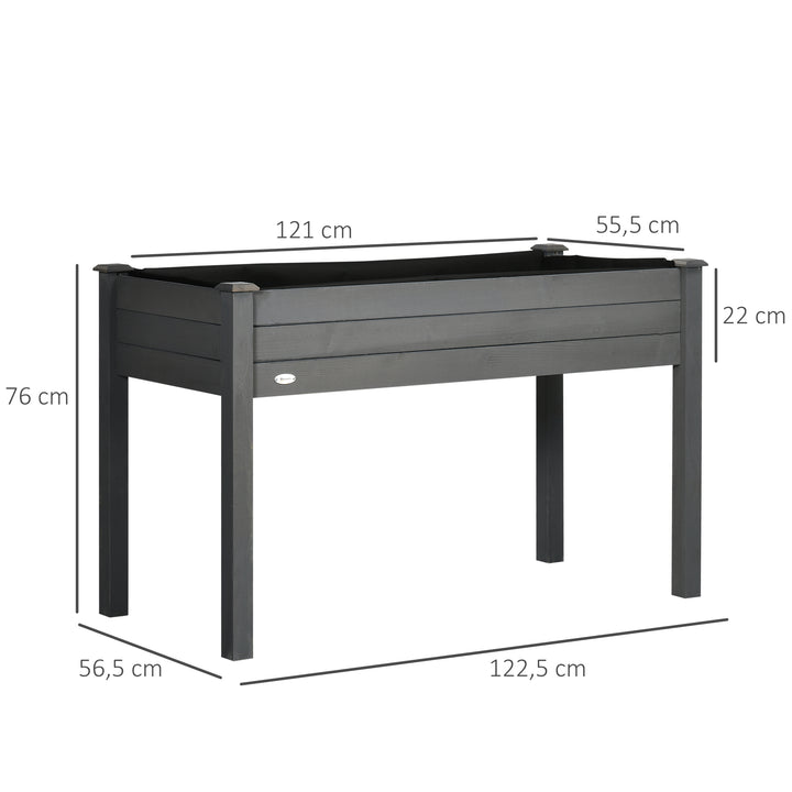 Horta Elevada de Madeira 122,5x56,5x76 cm Mesa de Cultivo com Tecido não Tecido e 4 Orifícios de Drenagem para Cultivo de Plantas e Flores Madeira