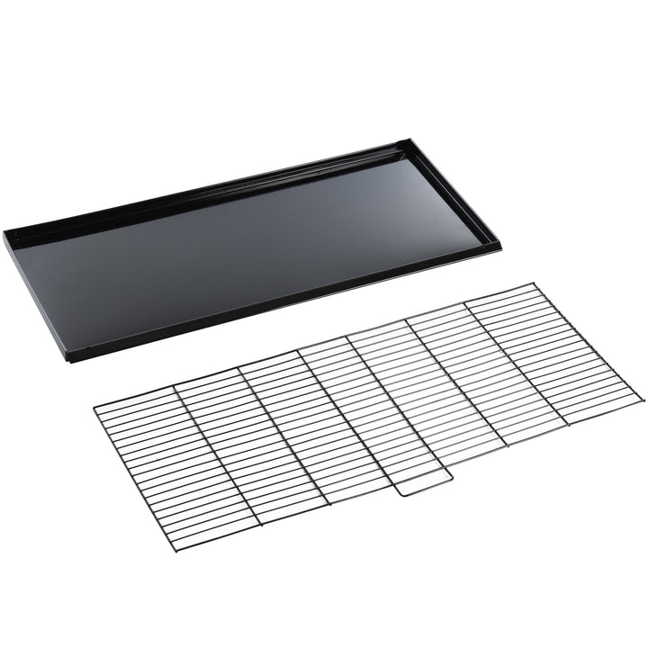 Gaiola para Pássaros com Divisória Gaiola com Ganchos Superiores Portas Comedouros Poleiros e Bandeja Amovível para Canários Periquitos 59,5x26,5x39,5 cm Preto