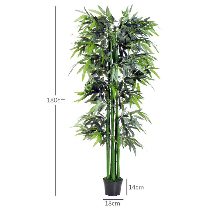Bambú Artificial 180cm com Ramos Realistas Planta Sintética Decorativa com Vaso para Sala de Estar Escritório Ø20x180cm Verde