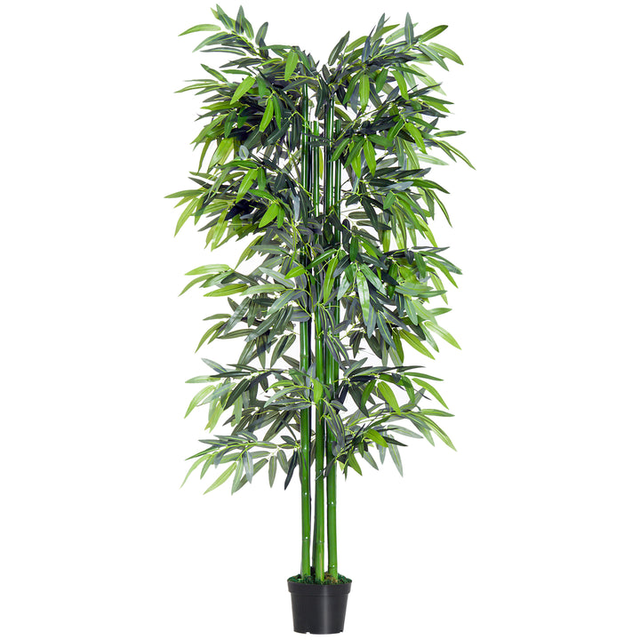 Bambú Artificial 180cm com Ramos Realistas Planta Sintética Decorativa com Vaso para Sala de Estar Escritório Ø20x180cm Verde
