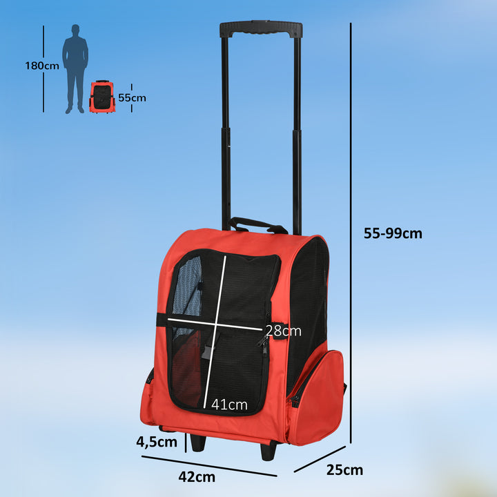 Mochila Transportadora 2 em 1 para Cães, Gatos e outros animais de Estimação - Cor Preto e Vermelho - 35x27x49 cm