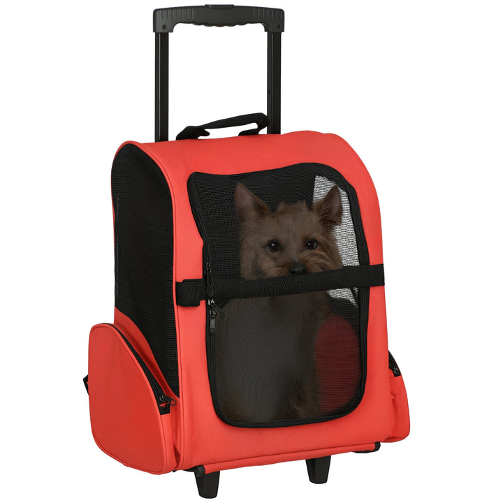 Mochila Transportadora 2 em 1 para Cães, Gatos e outros animais de Estimação - Cor Preto e Vermelho - 35x27x49 cm
