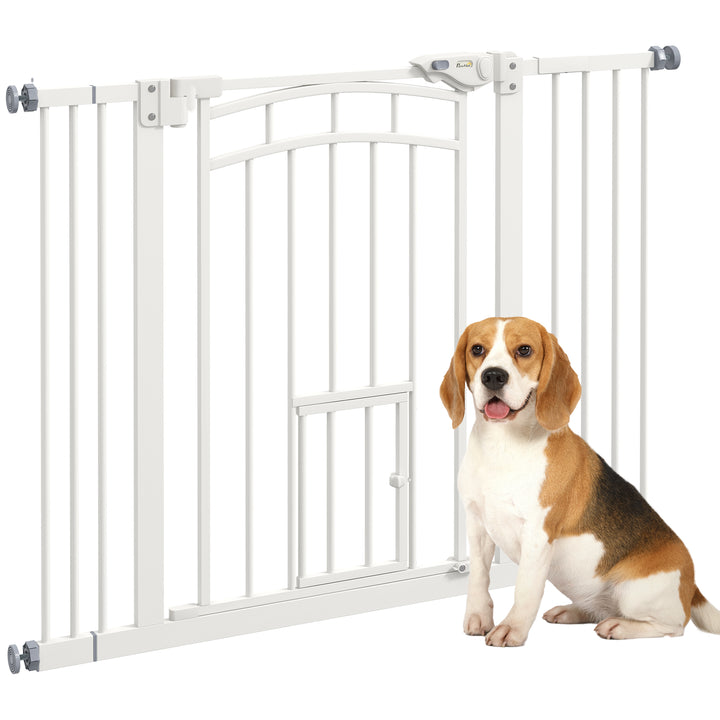 Barreira de Segurança Extensível 74-100 cm para Portas e Escadas Porta de Segurança para Animais com Montagem a Pressão e Duplo Bloqueio Branco