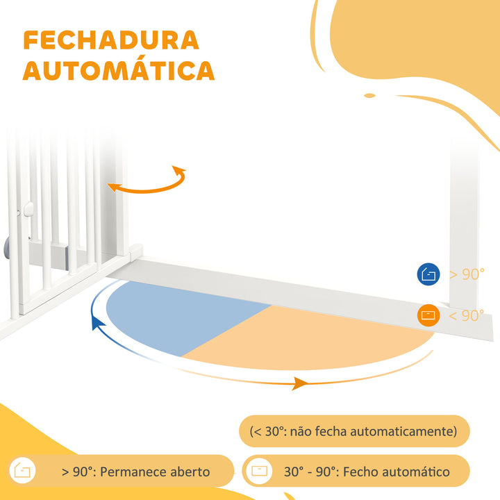 Barreira de Segurança Extensível 74-100 cm para Portas e Escadas Porta de Segurança para Animais com Montagem a Pressão e Duplo Bloqueio Branco