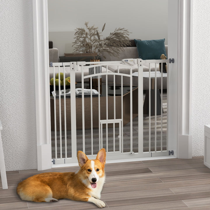 Barreira de Segurança Extensível 74-100 cm para Portas e Escadas Porta de Segurança para Animais com Montagem a Pressão e Duplo Bloqueio Branco