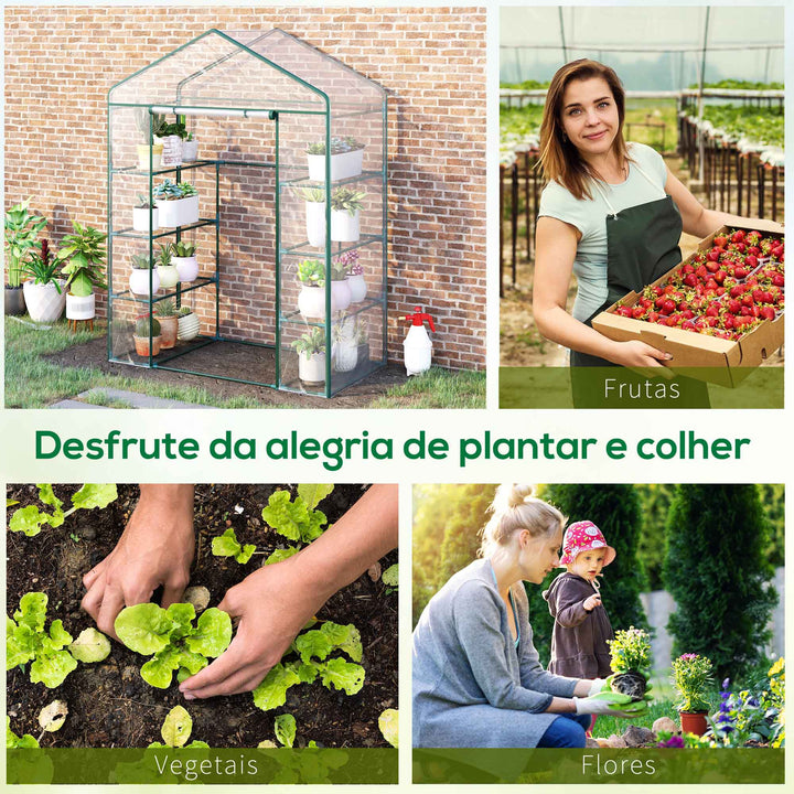 Estufa de jardim Cabana para colheitas Plantas Tomates Flores 143x73x195cm Tampa de tubo de aço PVC