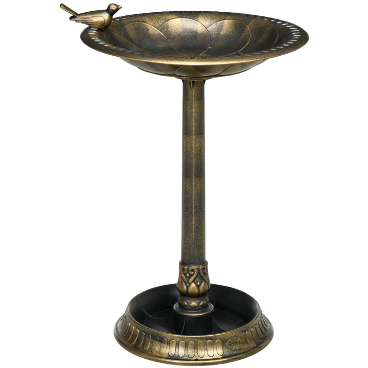 Banheira para Pássaros de Jardim Altura 72 cm Comedouro para Pássaros com 2 Níveis Desenho Elegante Banheira para Aves para Exterior Ø50x72 cm Bronze