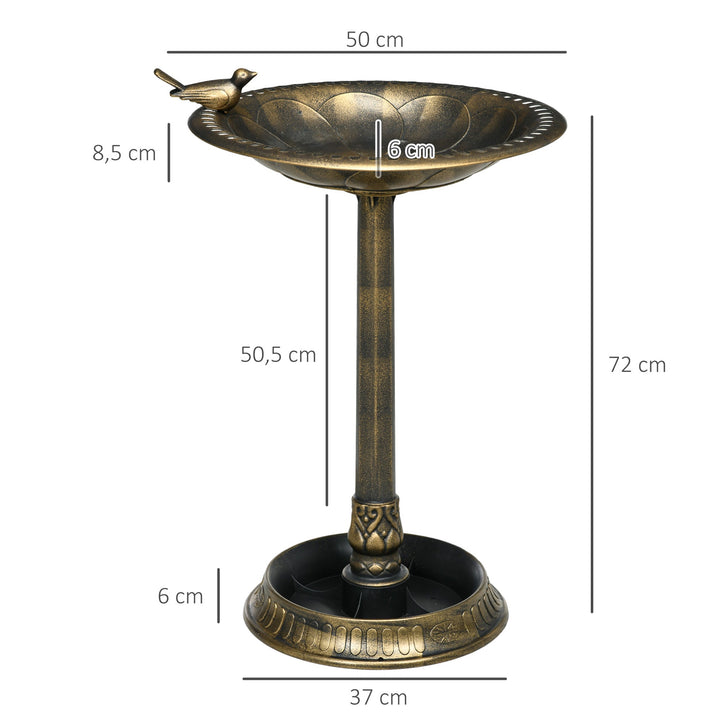 Banheira para Pássaros de Jardim Altura 72 cm Comedouro para Pássaros com 2 Níveis Desenho Elegante Banheira para Aves para Exterior Ø50x72 cm Bronze