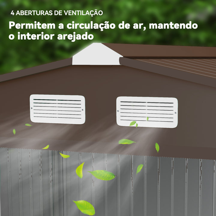 Galpão de Jardim Barracão Metálico Placa Ocra para armazenar ferramentas 277x191x192cm Ocra