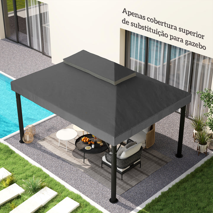 Toldo de Substituição para Pérgola 4x3 m Toldo para Pérgola com Teto Duplo Mosqueteira Proteção UV 30+ Toldo de Substituição para Pérgula Cinza