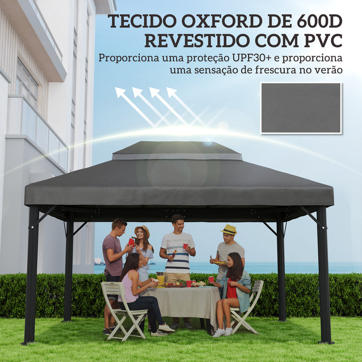 Toldo de Substituição para Pérgola 4x3 m Toldo para Pérgola com Teto Duplo Mosqueteira Proteção UV 30+ Toldo de Substituição para Pérgula Cinza
