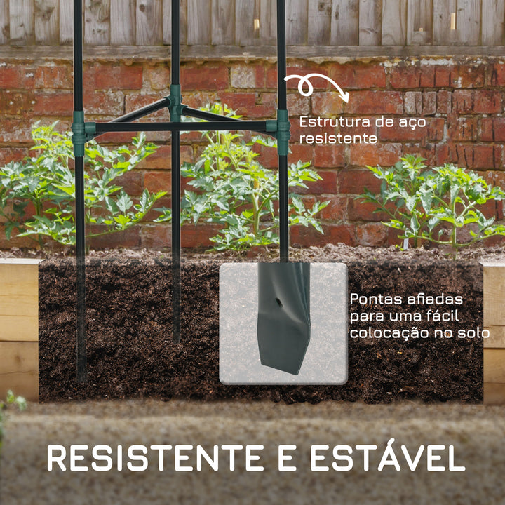 Conjunto de 3 Suportes para Plantas Trepadeiras com Estrutura de Aço Torre de Treliça para Plantas Frutas Verduras Flores Decoração de Exterior 38x38x182 cm Verde