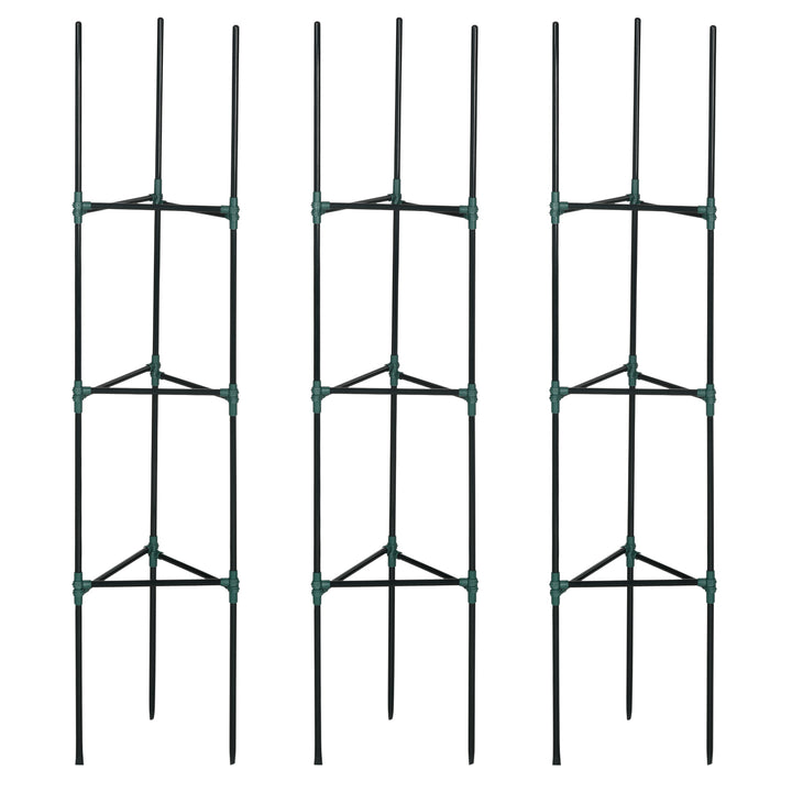 Conjunto de 3 Suportes para Plantas Trepadeiras com Estrutura de Aço Torre de Treliça para Plantas Frutas Verduras Flores Decoração de Exterior 38x38x182 cm Verde