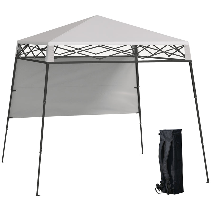 Tenda Dobrável 220x220x200 cm Tenda Dobrável com 1 Parede Lateral Bolsa de Transporte Impermeável e Proteção UV50+ para Jardim Pátio Branco