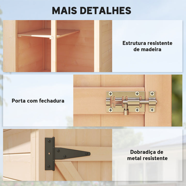 Armário de jardim em madeira Gabinete de ferramentas ao ar livre com 2 prateleiras e telhado asfáltico 75x56x115 cm