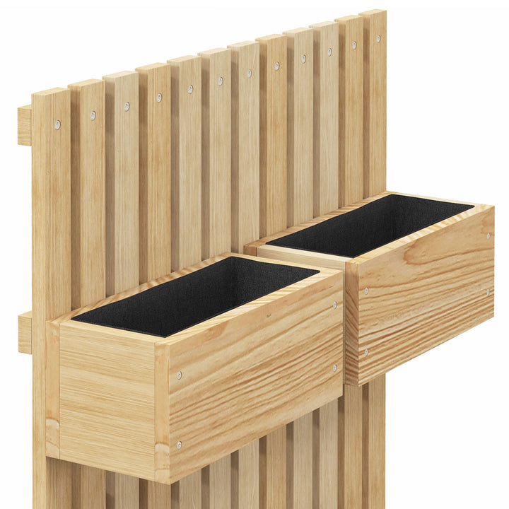 Floreira de Parede com Treliça Floreira Grande de Madeira com 5 Vasos Ajustáveis Tecido Não Tecido e Orifícios de Drenagem para Exterior, Jardim Terraço Pátio 60x16x100 cm Madeira