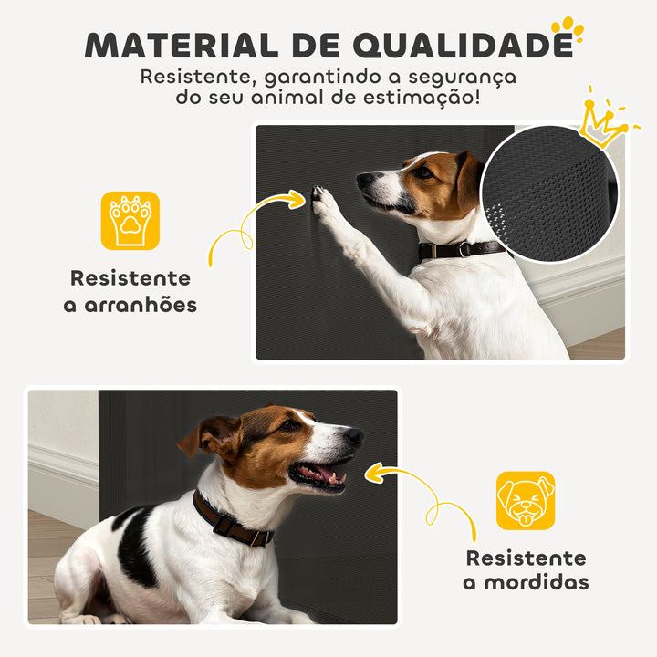 Barreira de Segurança para Cães Retrátil 0-136 cm Barreira para Cães Pequenos Extensível com Botão de Fecho Porta de Segurança para Corredores Escadas Interiores e Exteriores Preto