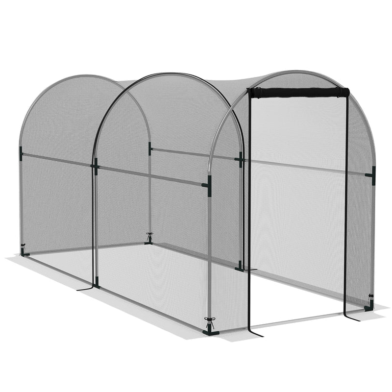 Estufa de Cultivo Estufa de Proteção com Suportes Porta com Fecho de Correr e Anti-UV para Proteger as Plantas no Jardim Terraço Pátio 120x300x146 cm Preto