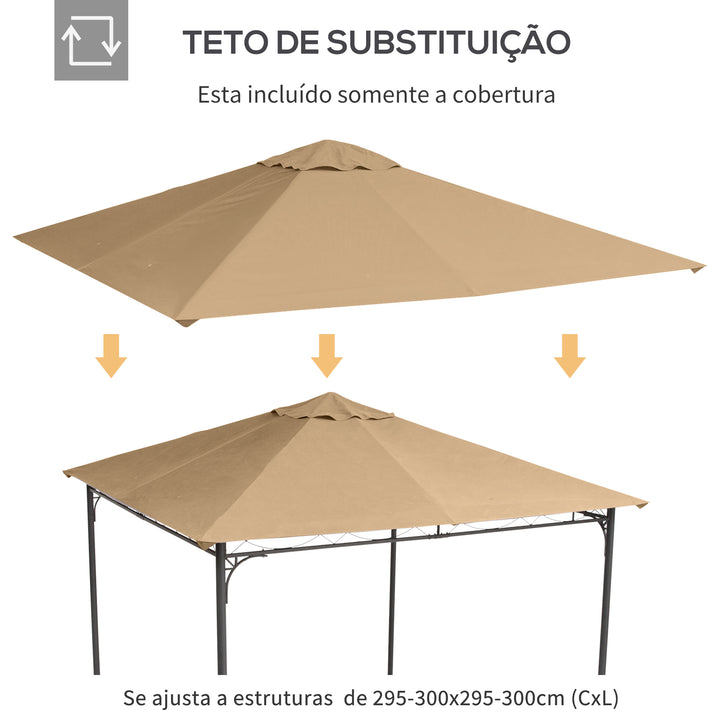 Toldo de Substituição de 3x3m para Pérgola de Jardim com 8 Orifícios de Drenagem e Ventilação Bege