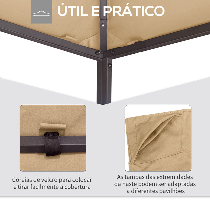 Toldo de Substituição de 3x3m para Pérgola de Jardim com 8 Orifícios de Drenagem e Ventilação Bege