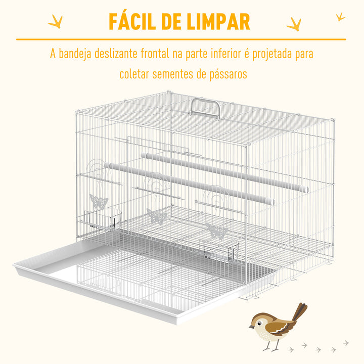 Gaiola Pássaros 60 x 41 x 41 cm Branco Ferro e PP