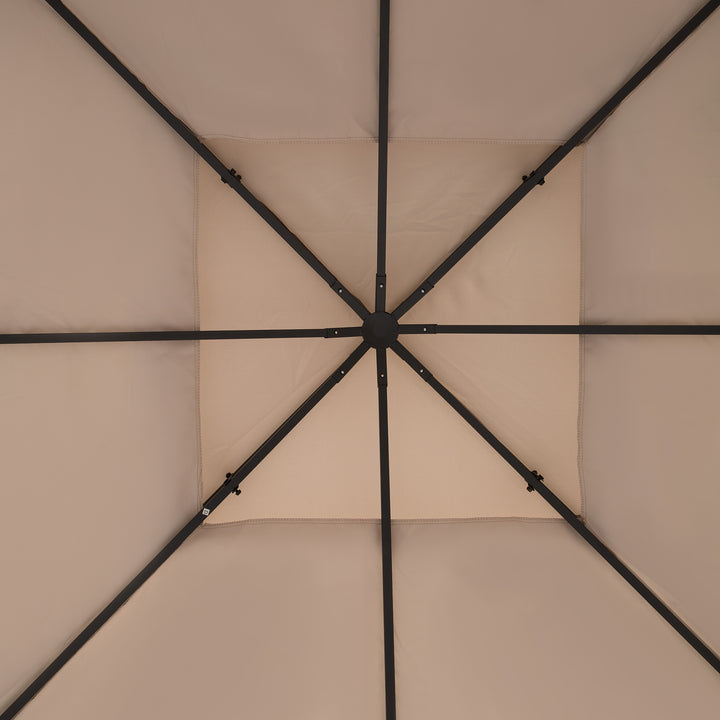 Toldo de Substituição 4x3m para Pérgola de Jardim 2 Níveis Respirável com 10 Orifícios de Drenagem Cobertura de Substituição de Pérgola Exterior Creme