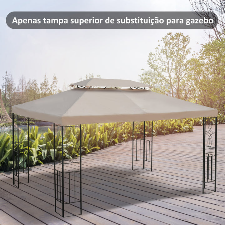 Toldo de Substituição 4x3m para Pérgola de Jardim 2 Níveis Respirável com 10 Orifícios de Drenagem Cobertura de Substituição de Pérgola Exterior Creme