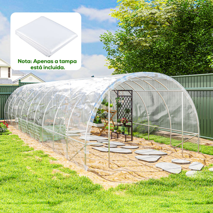 Cobertura Transparente para Estufa 6x10 m Cobertura de Substituição de Polipropileno Resistente à Água para Horta Plantas Agricultura Jardim