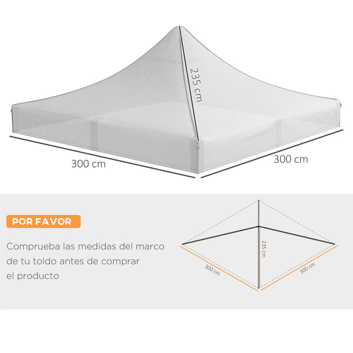 Toldo de Substituição 3x3 m para Pérgola de Jardim Cobertura de Substituição para Tenda Dobrável de Tecido Oxford Impermeável e Anti-UV Branco