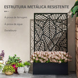 Biombo de Exterior com Floreira de Metal Floreira de Parede ou Independente para Cultivos de Plantas Flores para Jardim Varanda 61x23x113 cm Preto