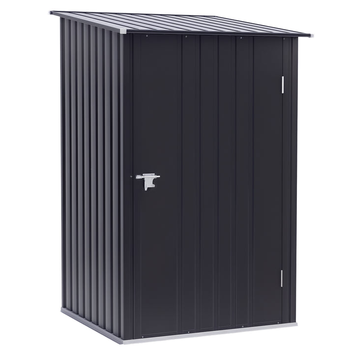 Abrigo de Jardim 0,92 m² 100x103x160cm Abrigo Exterior de Aço Galvanizado com Porta Fechadura e Teto Inclinado para Armazenamento de Ferramentas Cinza Escuro