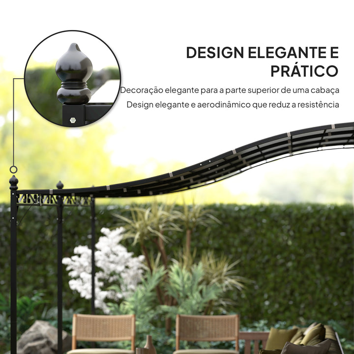 Pérgola de Parede de Jardim 3x6 m Pérgola de Jardim com Telhado Inclinado Orifícios de Drenagem e Estrutura Metálica Resistente às Intempéries para Pátio Terraço Varanda Cinzento Escuro