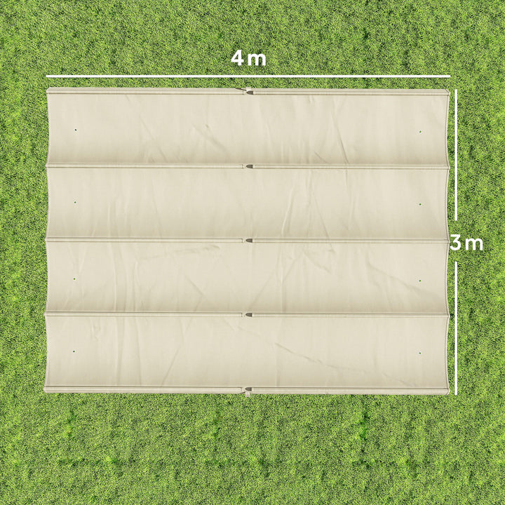 Teto de Pérgola 3,92 x 3,5 m Teto de Substituição Retrátil para Estrutura de Pérgola de 4x3 m, UV30+ Toldo de Tecido Apenas para Jardim com 8 Orifícios de Drenagem Creme