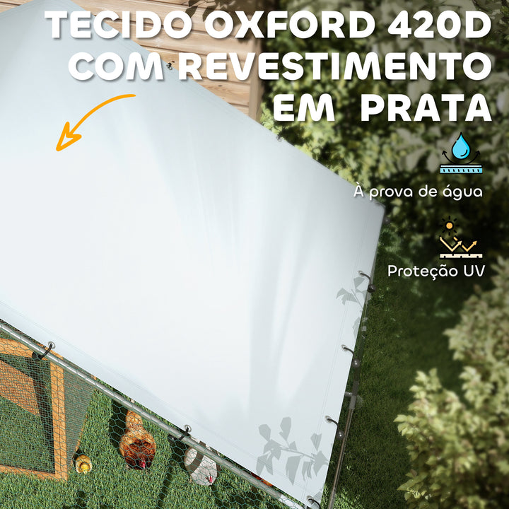 Galinheiro para Exterior 3x3,4x1,9 m Galinheiro de Aço Galvanizado com Cobertura Anti-UV e Impermeável Gaiola para 10-15 Galinhas Prata