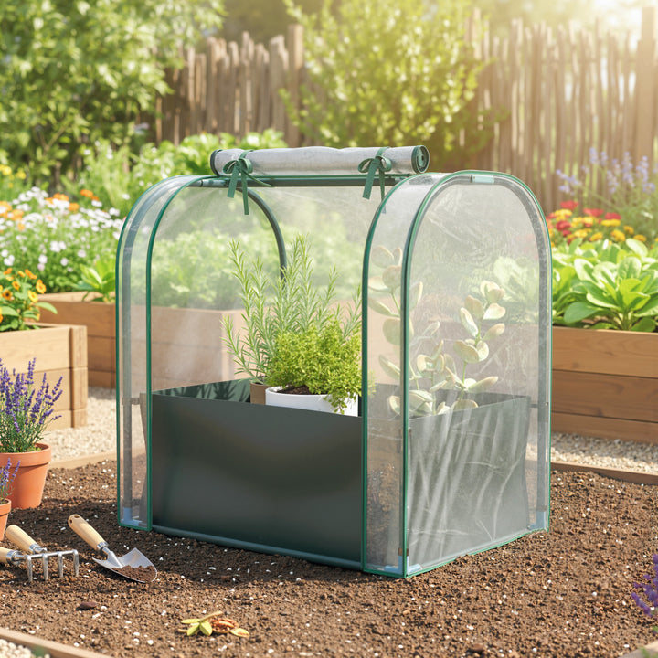 Mini Estufa com Bolsa de Plantação, 68x50x70 cm Estufa Pequena Portátil para Interior e Exterior com Porta Enrolável Estrutura em Aço Impermeável para Jardim, Varanda ou Pátio Verde