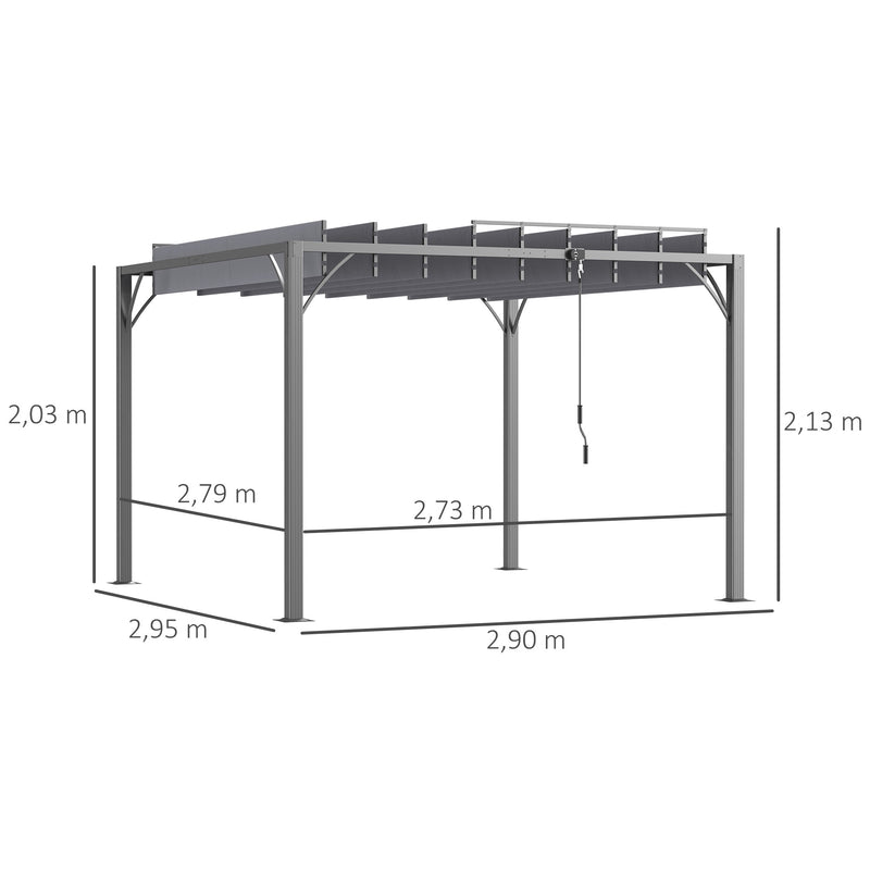 Pérgola 3x3 m para Jardim com Desenho de Lâminas Superiores Giratórias até 135° Proteção UV 50+ e Estrutura de Aço para Pátio Terraço Varanda Cinza