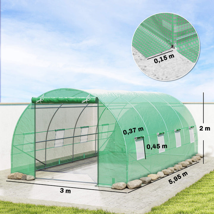 Outsunny Estufa de Jardim para Planta - Cor: Verde - Aço e Polietileno - 6 x 3 x 2 m